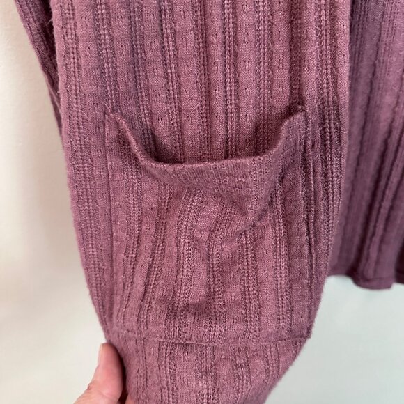 Maurices Ribbed Knit Open Front Cardigan With Pockets & Button-Back Detail - Mau - Picture 5 of 11